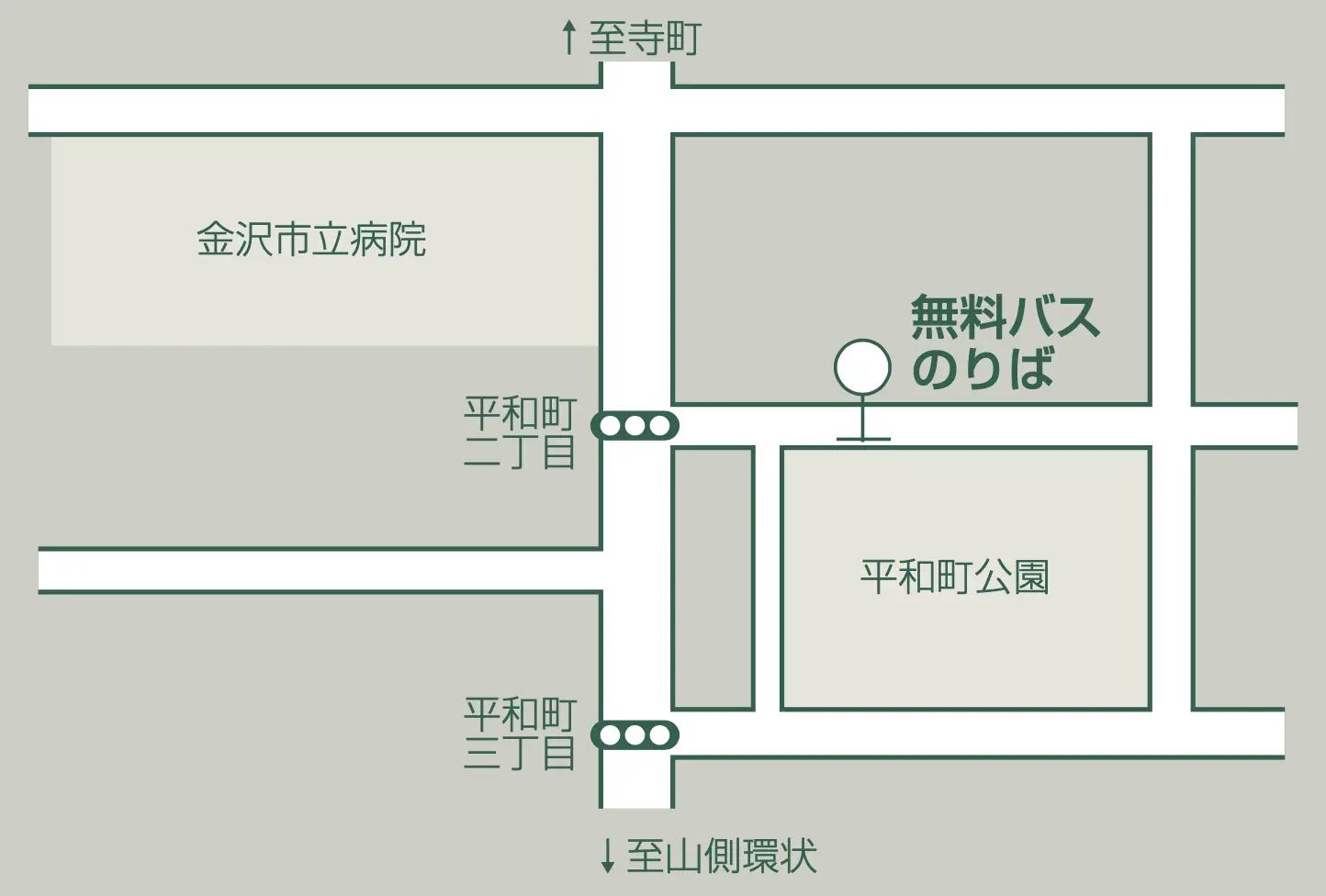 無料バス乗り場の地図 無料バス乗り場の地図